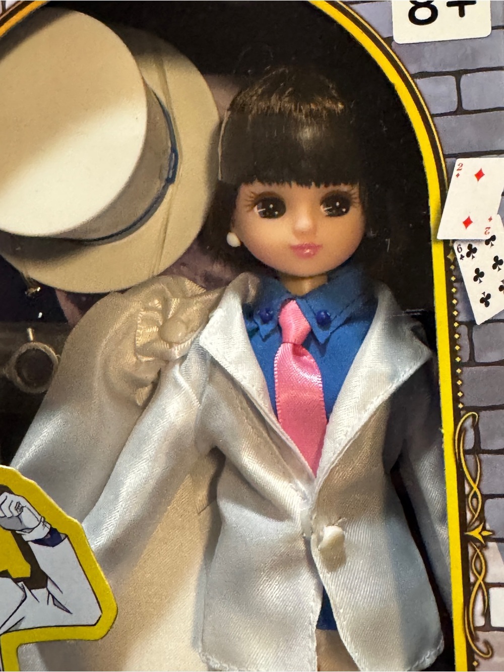 Licca Doll in White Satin Suit with Pink Tie